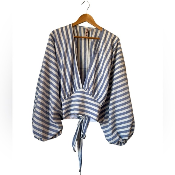 DOLAN left coast collection V-Neck Blouse Stripe Zipper Closure Size 2X - Picture 7 of 11